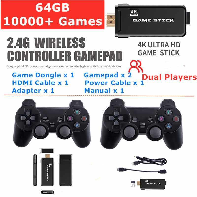 Game Stick 4K HDMI - Máy Chơi Game Điện Tử 4 Nút Cầm Tay Không Dây HDMI PS3000 + Trò Chơi Hỗ Trợ Game  CPS/FC/GBA/GB/MD