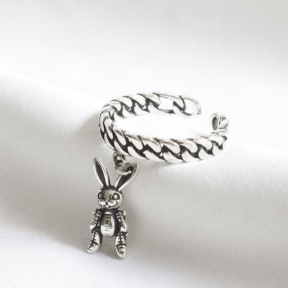 Nhẫn hở trang trí hình thỏ hoạt hình thời trang phong cách cổ điển