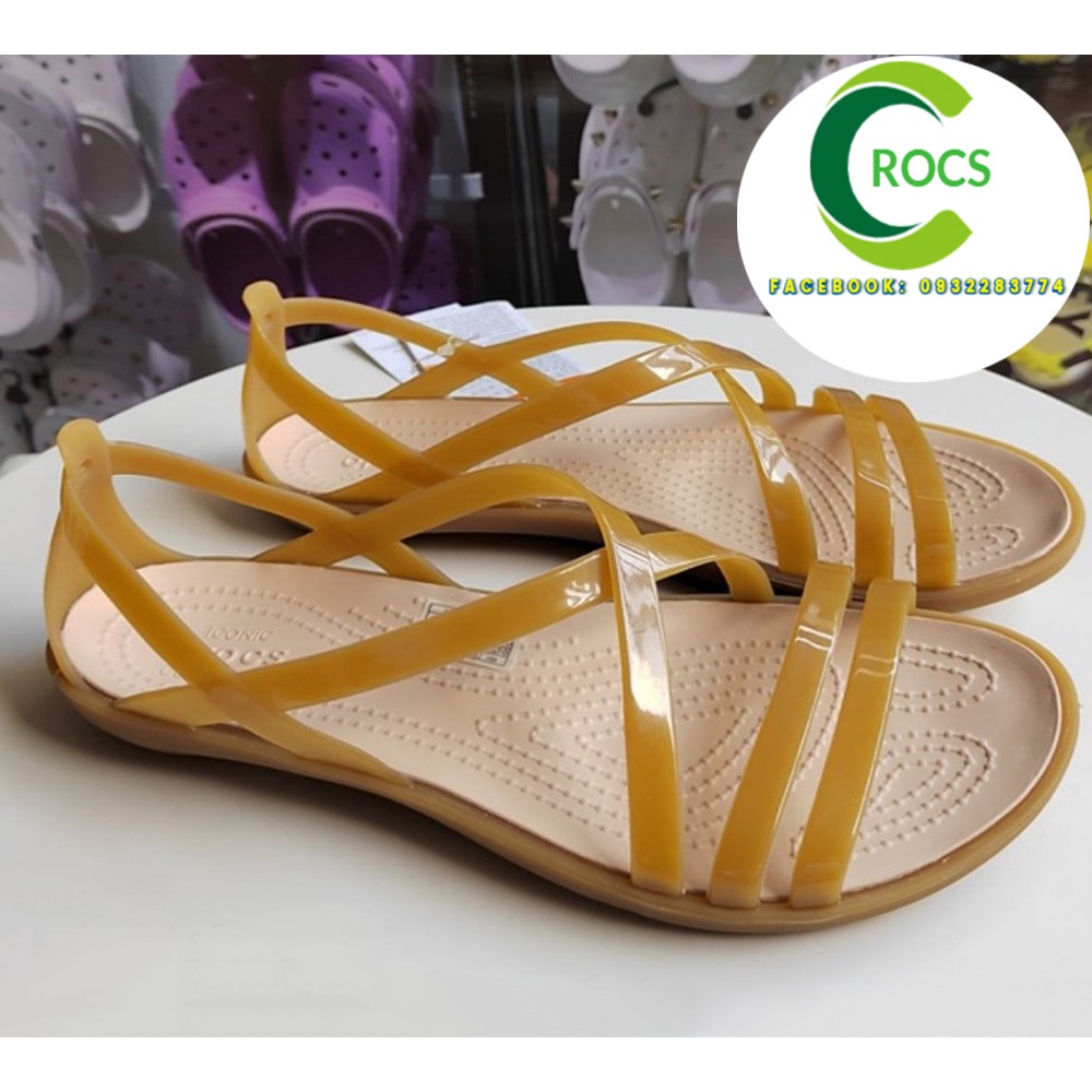 Giày sandal nhựa đi mưa chống hôi chân -Croslite-isabella-x cho nữ màu nâu