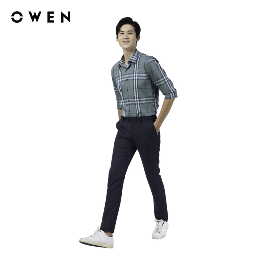 Áo sơ mi Nam dài tay Owen Slim Fit Xanh đậm Bamboo - AS220854D