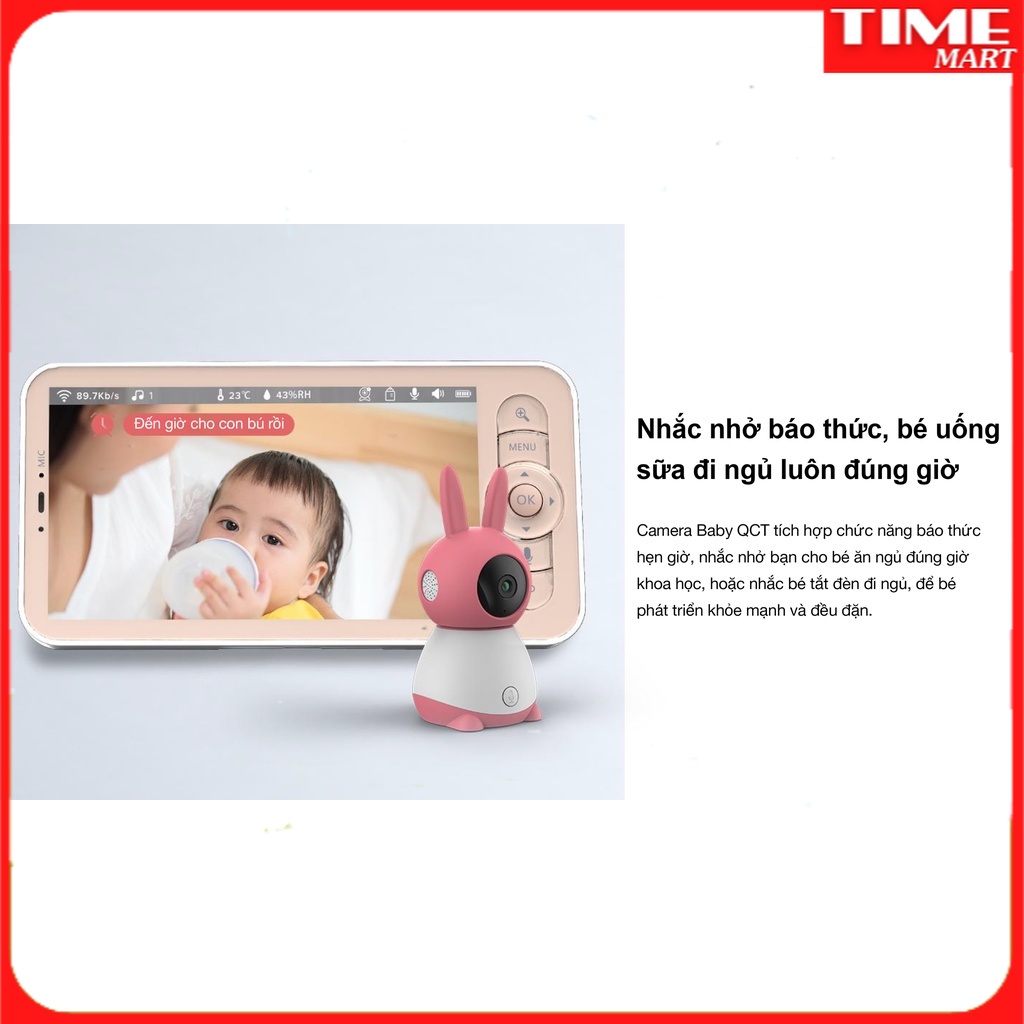 Camera giám sát QCT baby monitor kèm màn hình hiển thị - cảm biến nhiệt độ, độ ẩm, cảnh báo trẻ em khóc, đàm thoại