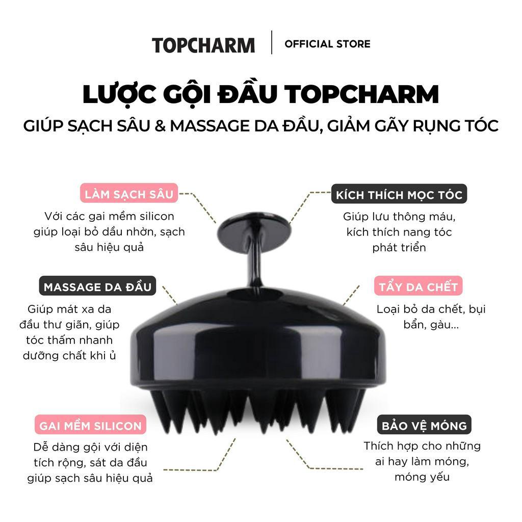Lược gội đầu silicon TOPCHARM -Massage da đầu,làm sạch sâu, giúp tăng tuần hoàn máu, giảm gãy rụng và kích thích mọc tóc
