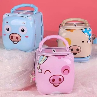 Combo 20 Ống heo tiết kiệm mini, hộp lợn tiết kiệm đựng tiền cho bé bằng sắt có khóa hình lợn cute dễ thương