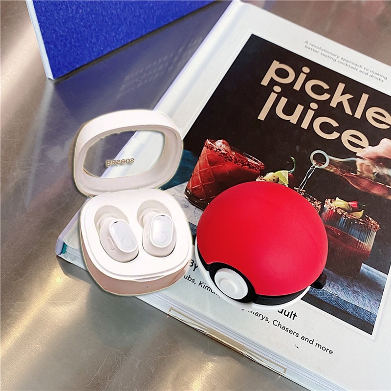 Vỏ Bảo Vệ Hộp Sạc Tai Nghe Baseus WM02 Không Dây Bằng Silicon Hình Quả Bóng Pokemon 3D