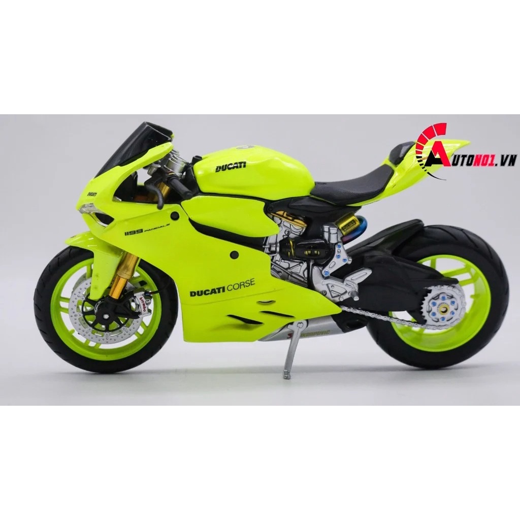 MÔ HÌNH XE DUCATI 1199 GREEN NEON ĐỘ MÂM TỈ LỆ 1:12 AUTONO1 D178