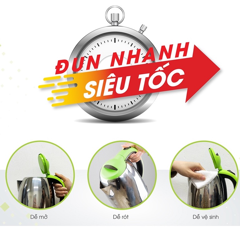 Ấm điện siêu tốc Inox 304 dung tích 1.8L Rạng Đông - Model: AST18ST2