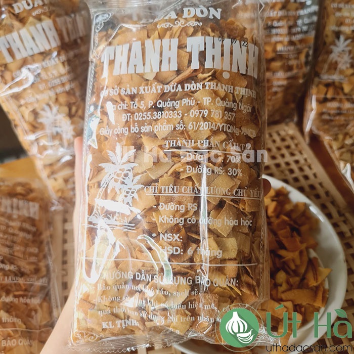 Dừa Sấy Giòn Bịch 350Gr Mứt Dừa Khô Sấy Quảng Ngãi Giòn Ngon Tự Nhiên - Út Hà Đặc Sản