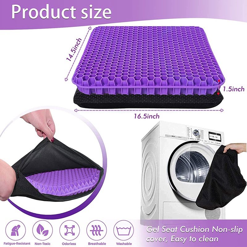 Đệm Lót Ghế Ngồi Xe Hơi / Văn Phòng Hình Tổ Ong Thoáng Khí Màu Tím