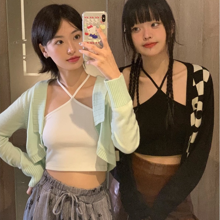 Áo Croptop 2 DÂY CHÉO MẢNH Thun Gân Nữ Đẹp, Áo Dây Đắp Chéo Cổ GOVA