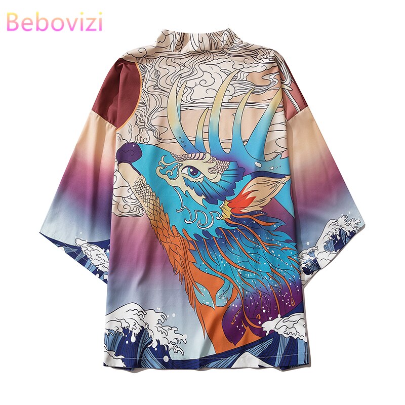 M-XXL Ukiyoe Harajuku Kimono Cosplay for Mens Women Japanese Style Streetwear Robe Japan Cardigan Top Yukata Haori Clothes