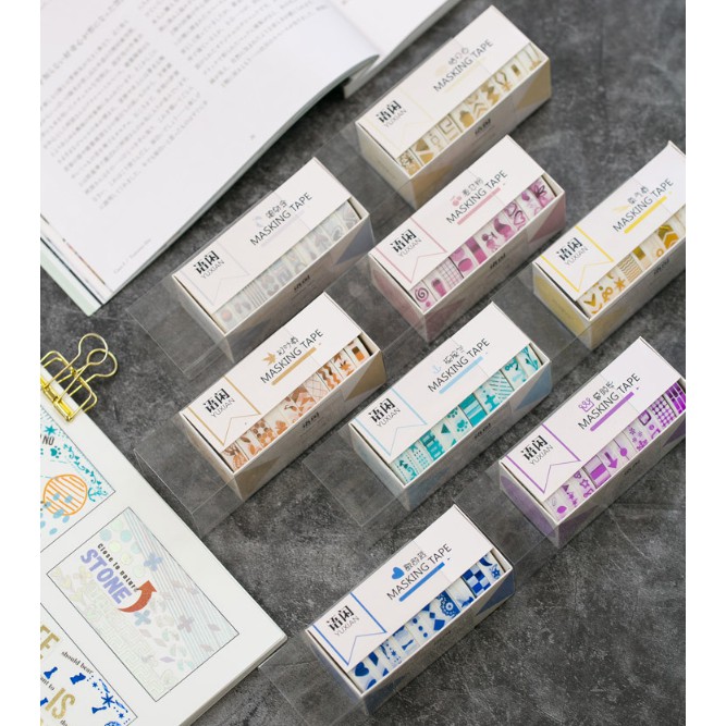 WASHI TAPE họa tiết nhũ set 10 cuộn SA10-05