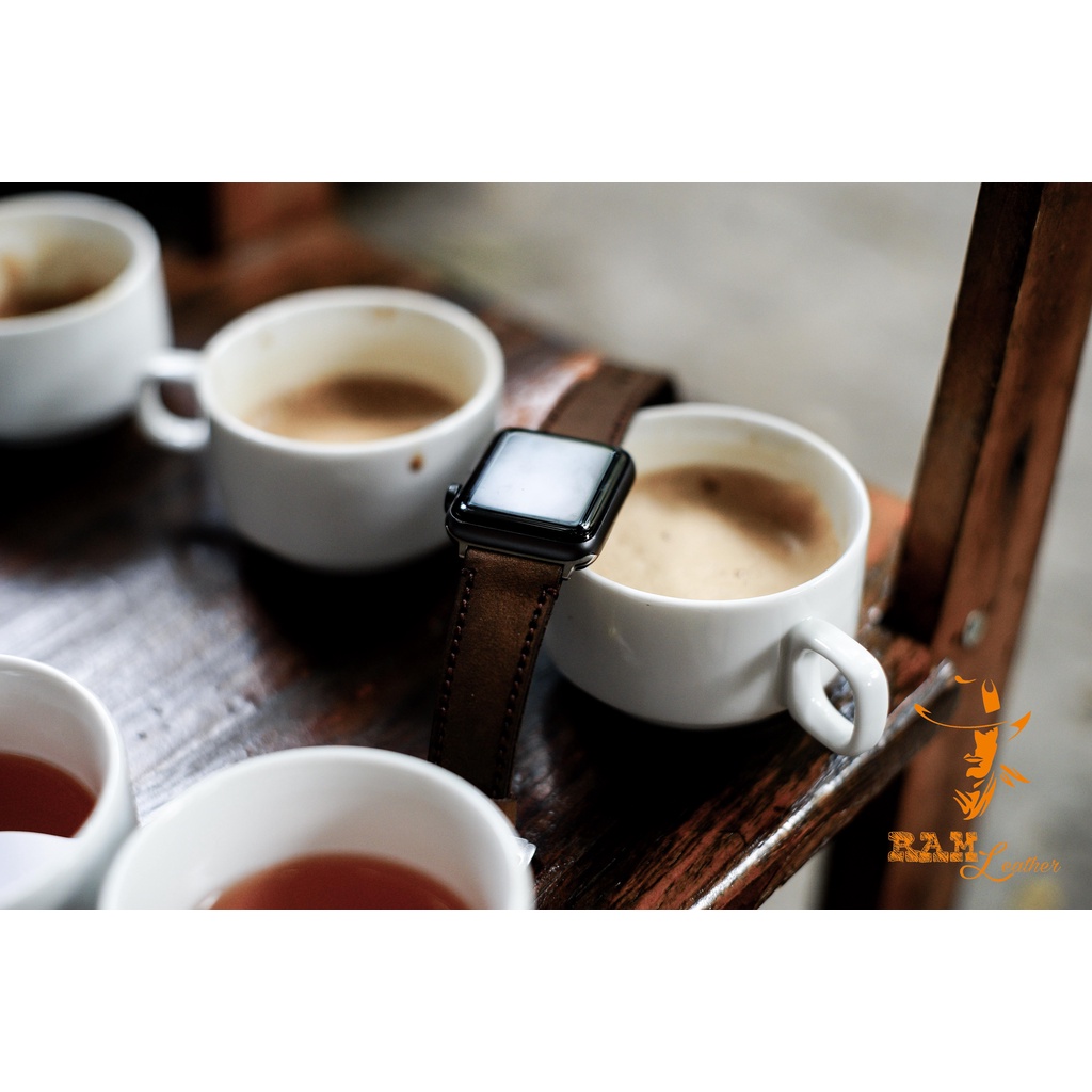 Dây đồng hồ Apple Watch , Iwatch , Iphone Watch Da Bò Nâu Đất RAM Leather Classic 1950  Bền Đẹp