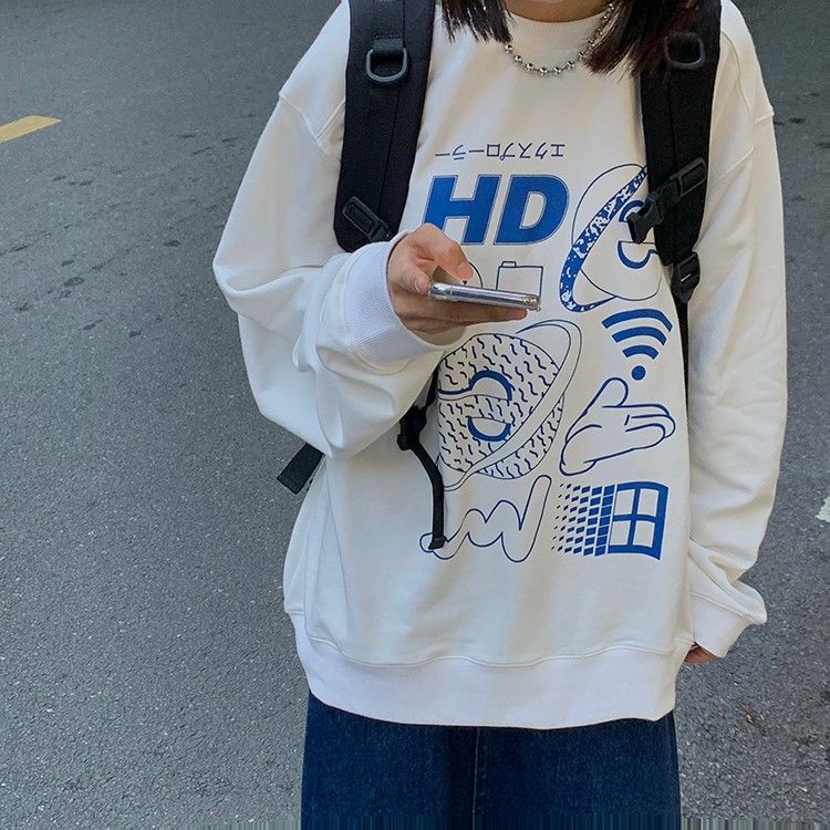 Áo Sweater Tay Dài Cổ Tròn Dáng Rộng Phong Cách Hàn Quốc Thời Trang Mùa Thu Mới Cho Nữ