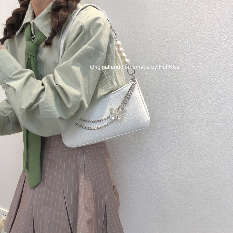 Túi xách nữ túi kẹp nách da kèm phụ kiện dây xích cánh bướm 1999store_official
