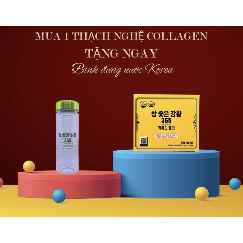 Thạch Nghệ Collagen Nano Curcumin Jelly 365 Vị Xoài Hàn Quốc (30 Gói/Hộp)