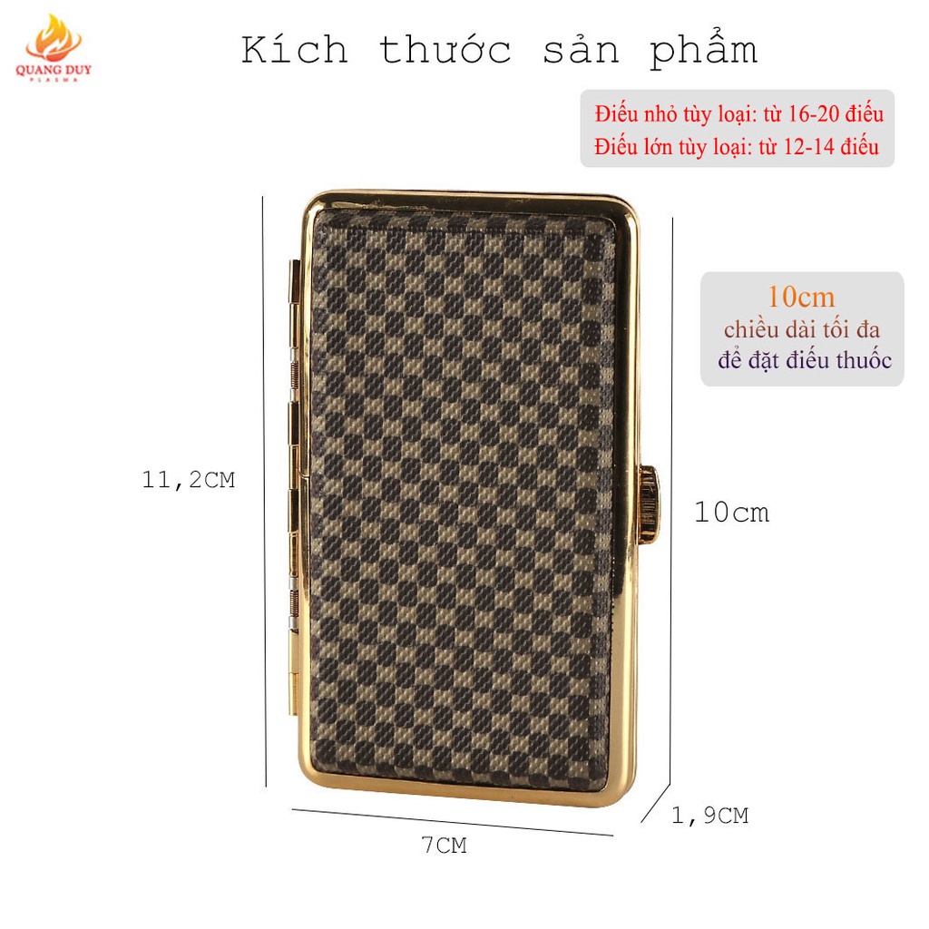 Hộp đựng thuốc lá 20 điếu dài nhôm bọc da sang trọng