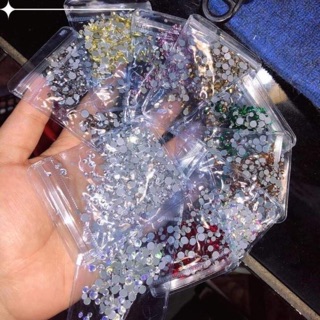 Set 10 goi đá chân keo, mix size, mix màu đá nail