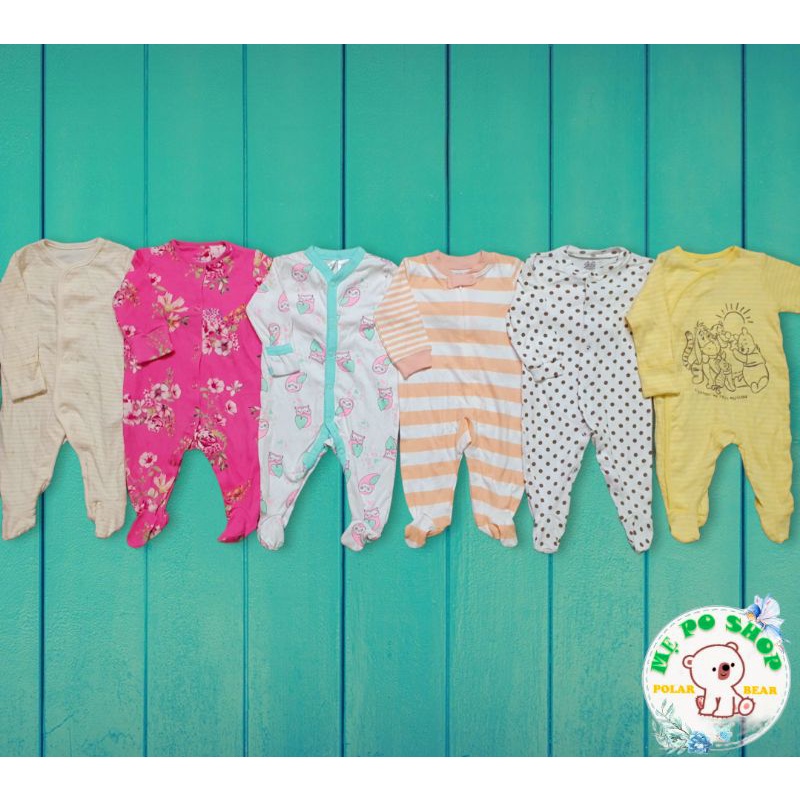 ( NGẪU NHIÊN ) Body Sleepsuit Dài Tay Liền / Không Tất Vớ Cho Bé Trai Bé Gái 0-24m, Hàng xuất xịn - PoSam Kids