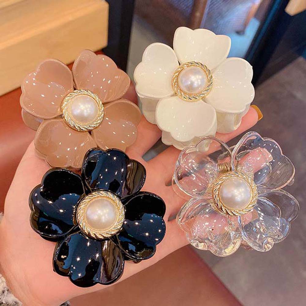 Kẹp Tóc Nhựa Đính Hoa Và Ngọc Trai Nhân Tạo Nhiều Màu Thời Trang Cho Nữ 2life