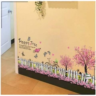 Decal Dán Chân Tường Hoa Cây Tím