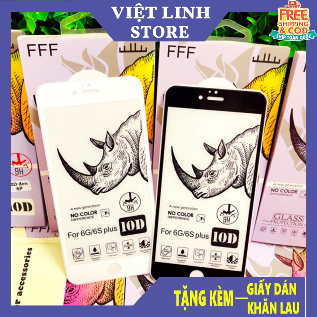 Kính cường lực 10D full màn hình tê giác Iphone 6 / 6 Plus / 7 / 8 / 7 Plus / 8 Plus/ X Xs/ Xs Max - Việt Linh Store