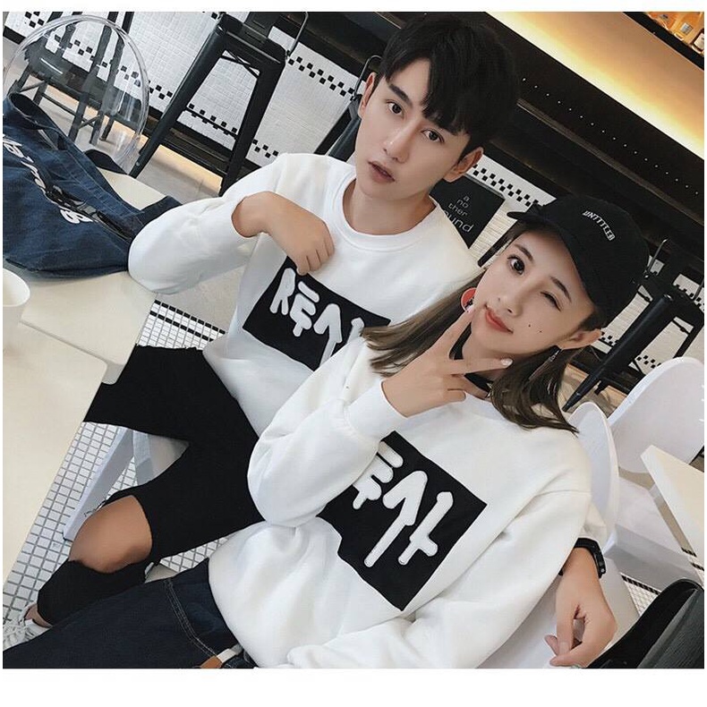 Áo Thun Sweater Đôi Tình Nhân Tay Dài In REAL Kiểu DLX