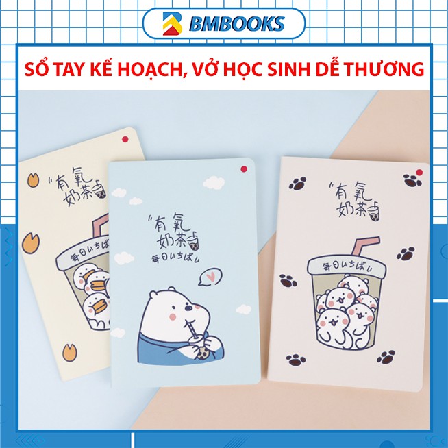 Sổ tay kế hoạch, ghi chú dễ thương bìa nhám cứng dễ thương 80 trang cao cấp A5 BMBooks