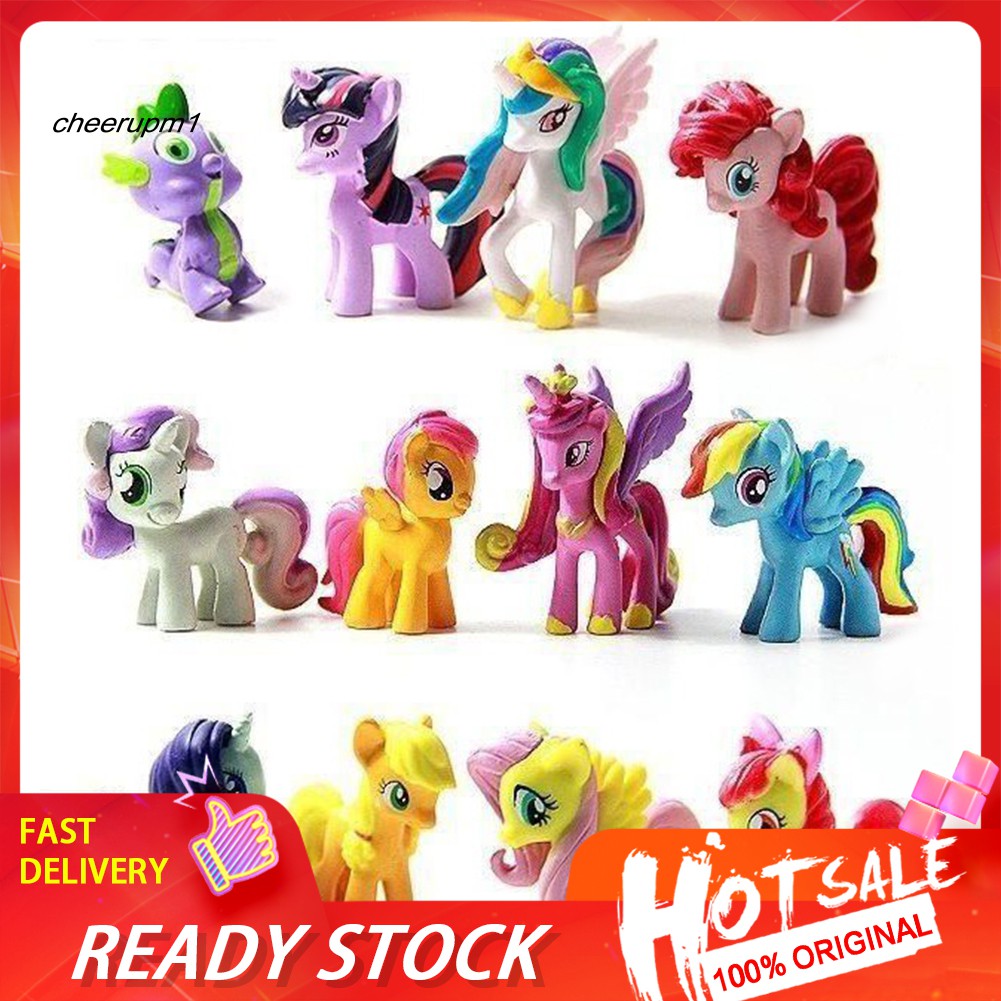 Bộ 12 đồ chơi mô hình nhân vật trong phim My Little Pony làm bằng tay chất liệu PVC trang trí bàn/xe hơi