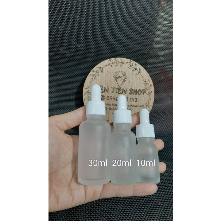 Chai thủy tinh mờ vai tròn đầu bóp trắng 10ml, 20ml, 30ml