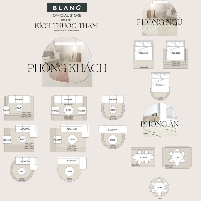 Thảm Trải Phòng Khách Phong Cách Hiện Đại Màu Xanh Dương BLANC'