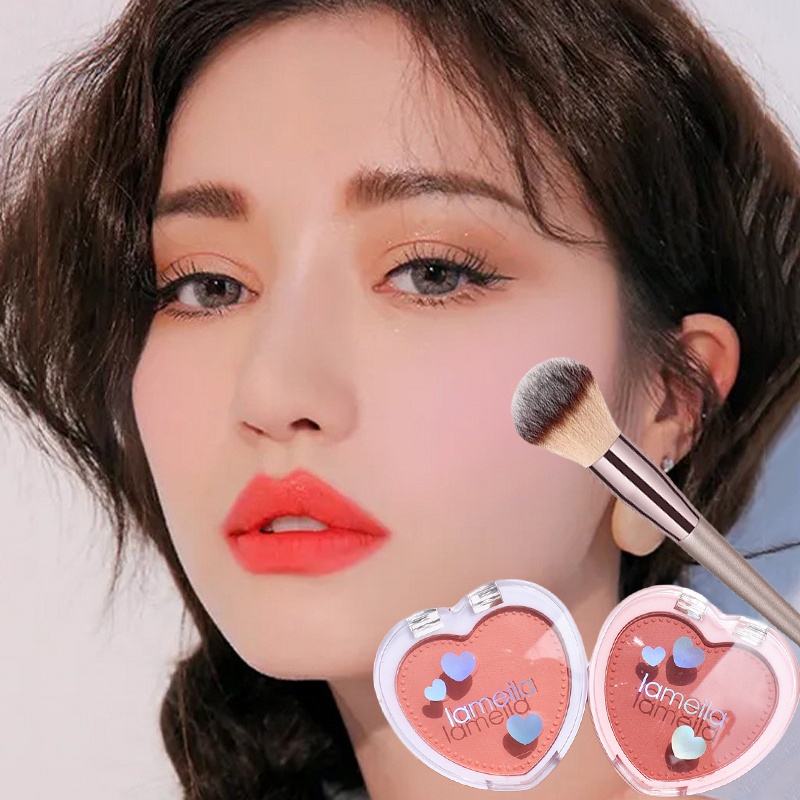 1 Phấn Má Hồng Nhung Lì Trang Điểm Sáng Da Đa Năng Thiết Kế Trái Tim Đáng Yêu