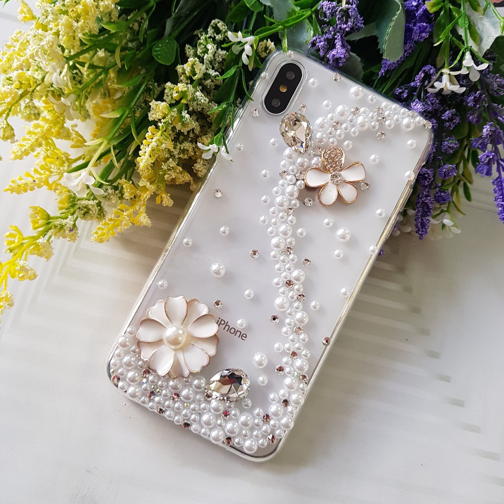 Ốp lưng handmade đính đá hoa chữ S