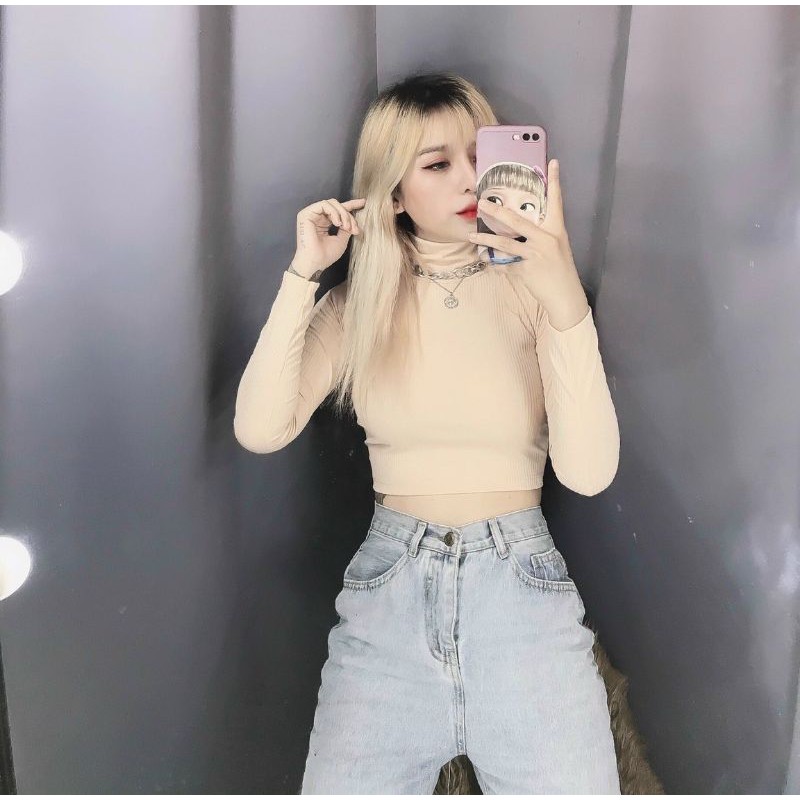 Áo CROPTOP cổ lọ Body