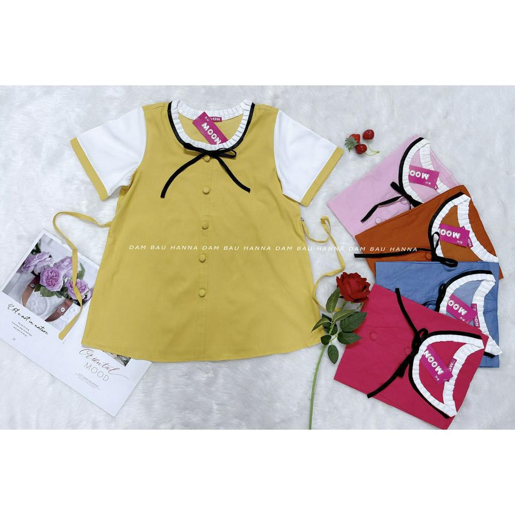 [HANNA 40-65KG] Áo bầu công sở fom nhỏ giá rẻ vải cotton 2 da mềm mát free size 40-65kg lịch sự phù hợp đi làm đi chơi