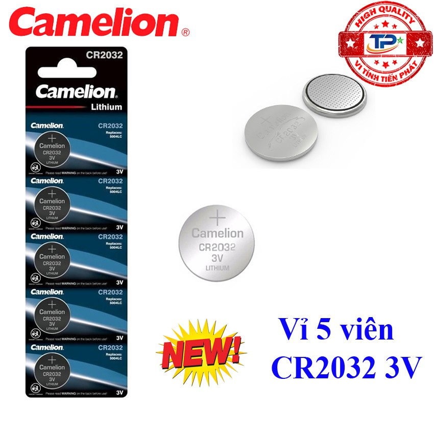 Vỉ 5 viên pin CMOS CR2032 Camelion Lithium Battery 3V (mẫu mới)