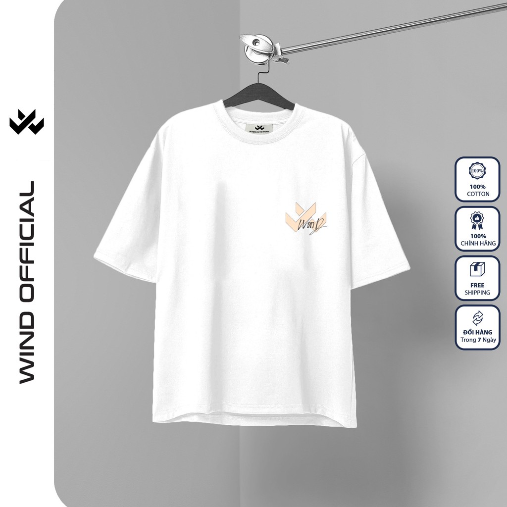 Áo phông tay lỡ WIND 65% cotton unisex form rộng ATTL53 nam nữ oversize