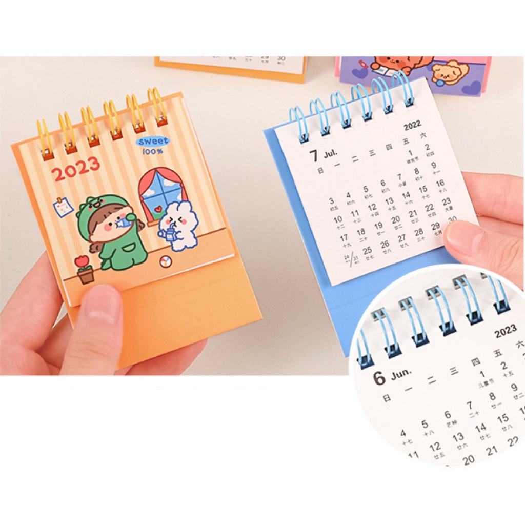 Lịch chữ A nhỏ xinh để bàn cute 2023 hình gấu thỏ đáng yêu  - quà tặng bạn sinh nhật đẹp rẻ ý nghĩa