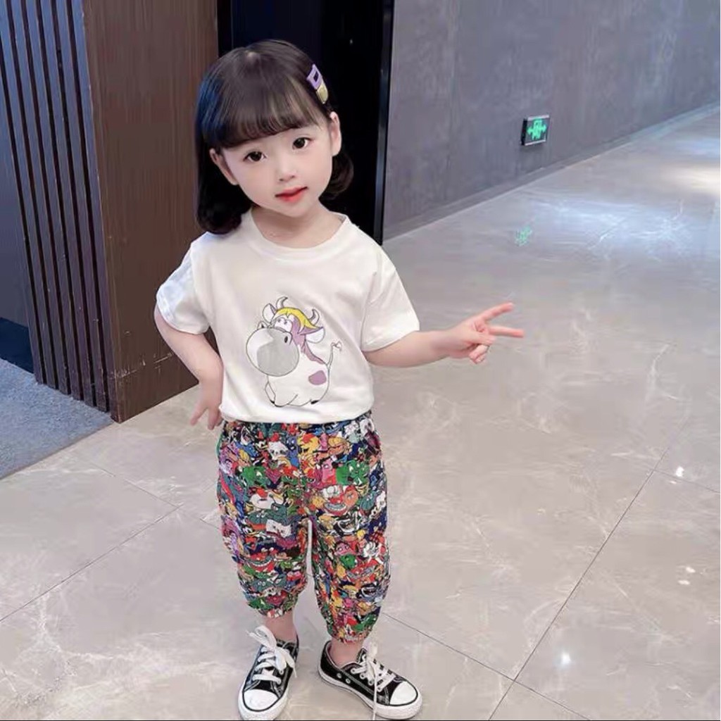 Áo thun bé gái Con Xinh cotton Chú bò Cute áo thun trẻ em từ 5 đến 14 tuổi