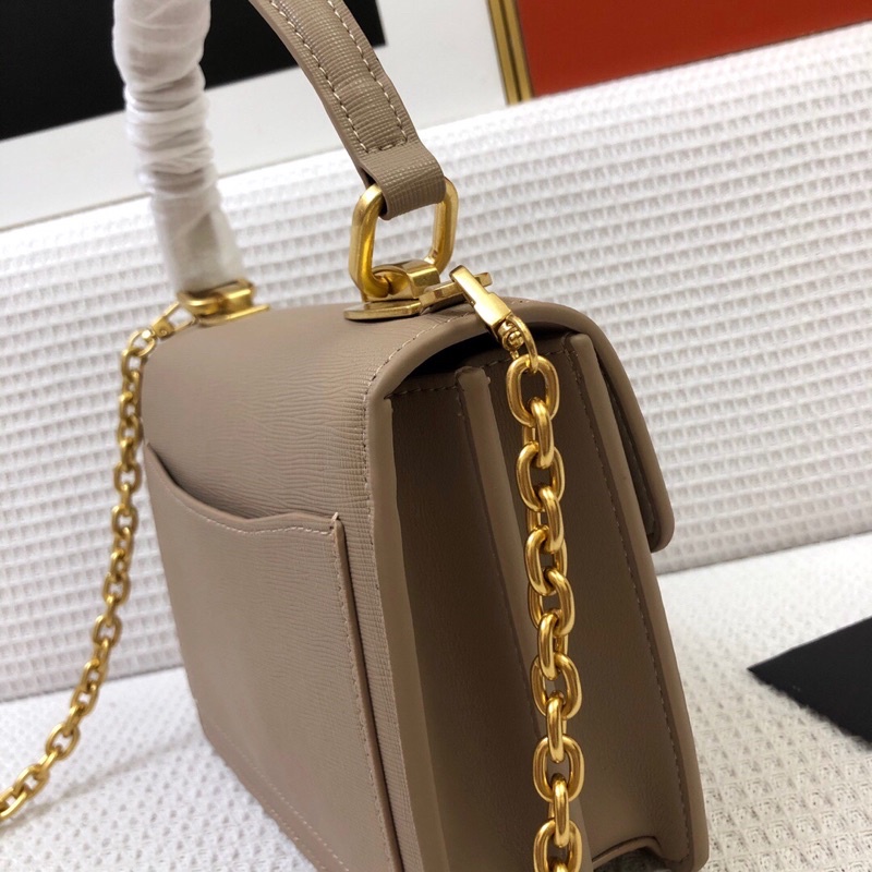 Túi xách tay nữ da dầy trơn phom đứng có dây đeo chéo tháo rời tuỳ chỉnh prada
