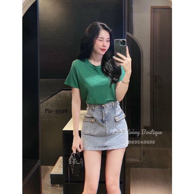 Chân váy jean khuy túi hàng QCL1