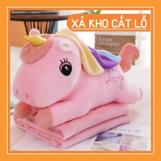 Set chăn gối văn phòng hình thú cho bé đi học gối hình thú vải bông siêu mềm mịn