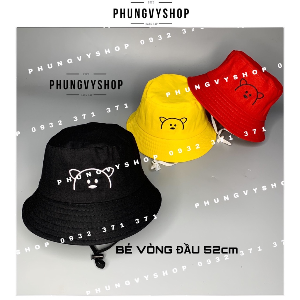 Bé trên 2-5 tuổi/Vòng đầu 52cm- Nón tai bèo giá rẻ Thêu khung Gấu- Mũ trẻ em