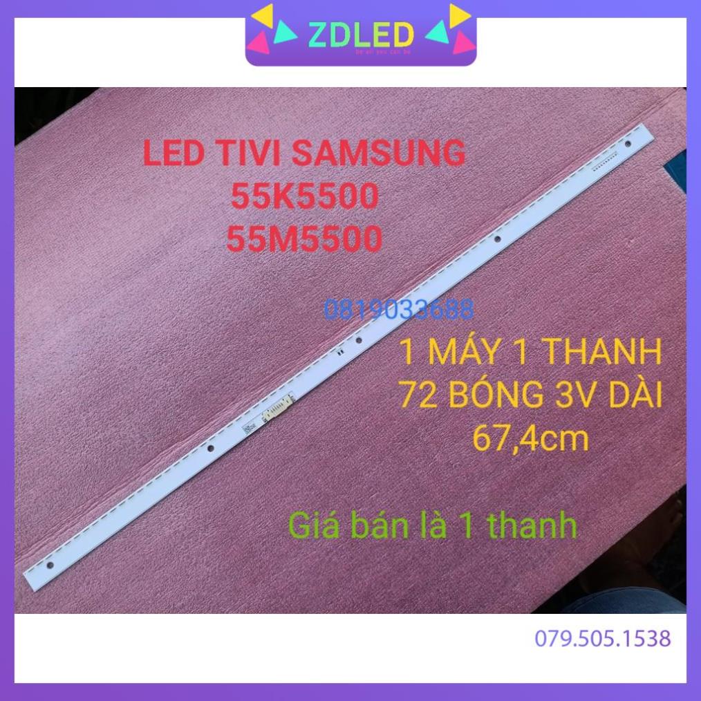 THANH LED TIVI  SAMSUNG 55K5500 55M5500 55M6300 MỚI 100% HÀNG ZIN HÃNG, MỖI MÁY 1 THANH 72 BÓNG 3V, DÀI 67,4cm