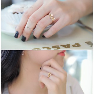Nhẫn Hoa Bướm Đính Đá Xi Cao Cấp