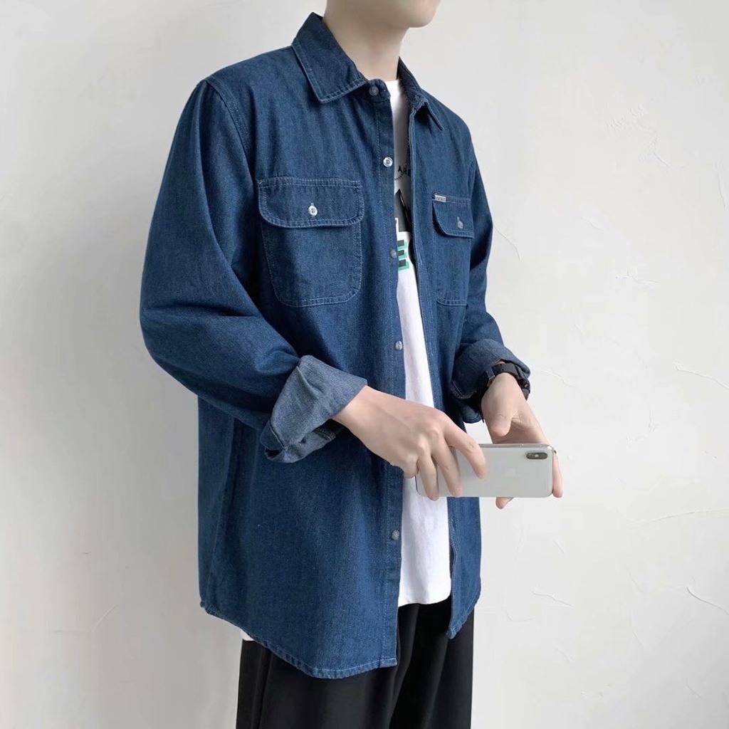 Áo Khoác Sơ Mi Nam Vải Jean Năng Động