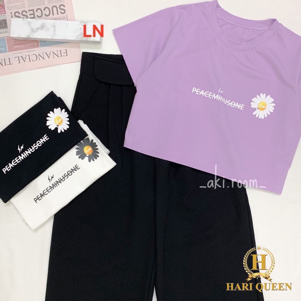 Áo croptop xinh xắn in hoa cúc chữ gạch xinh xắn chất đẹp