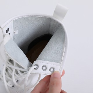 Giày bốt martin màu trắng thiết kế phong cách dễ thương cho các cặp đôi