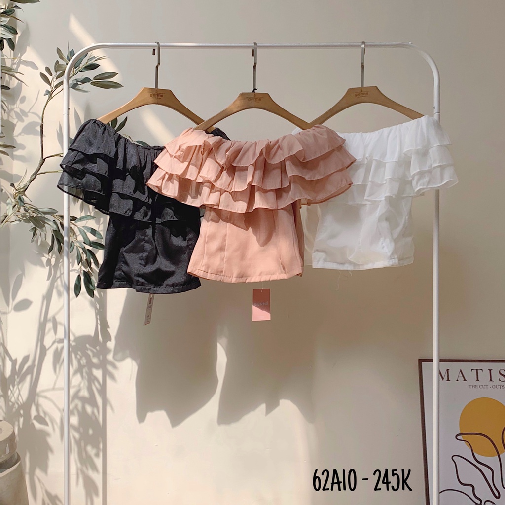 [Mã BMBAU50 giảm 7% đơn 99K] Áo voan trễ vai bèo 3 tầng ngực 62a10 by germe