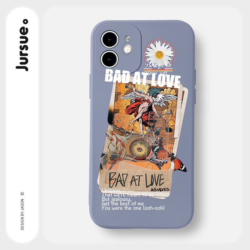 Ốp lưng JURSUE mềm chống bẩn hình dễ thương đẹp đen cho iPhone 13 12 11 Pro Max SE 2020 X XR XS 8 7 ip 6S 6 Plus Y1751