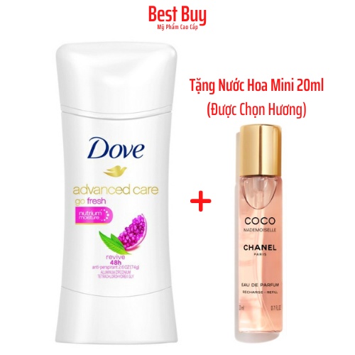 [USA] Lăn Khử Mùi Dove Advanced Care Hương Trái Cây Khô Thoáng Dịu Nhẹ 74g – Mỹ